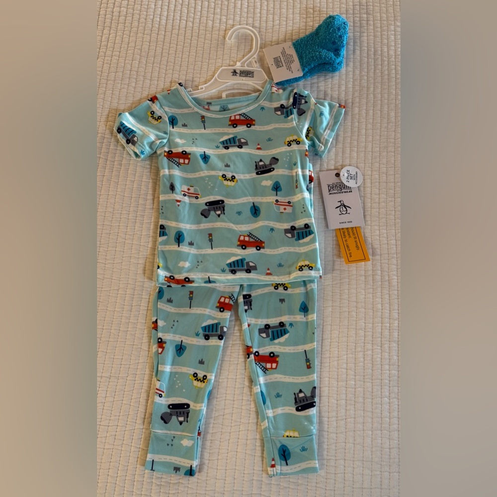 Original Penguin by Munsingwear Pajama set 3 pcs car taxi fire trucks NWT!